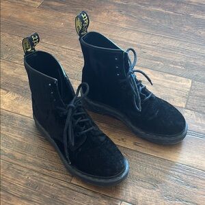 Dr. Martens Black Velvet Lace-Up Boots